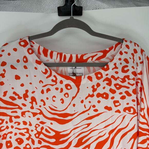 NWT North Shore Figwood Wild Tunic Top One Size White Orange Animal Print Dolman - Picture 3 of 9